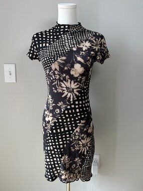 Urban Outfitters Nina Spliced Pattern Clash Mini Dress